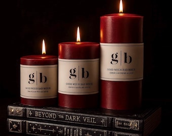 Vela cilíndrica roja sin perfume, decoración minimalista, vela ritual.