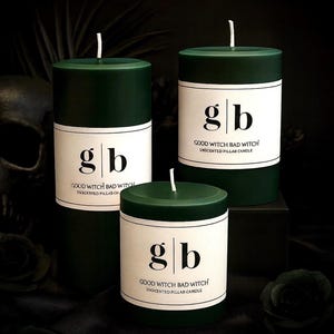 Green Unscented Pillar Candle, Minimal Decor, Ritual Candle