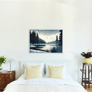 Winter Forest Print, Snowy Trees, Winter Wonderland Landscape, Christmas Wall Art, Snow Covered Pine Trees Printable Art, Large Wall Art