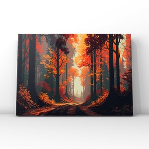 Nice Forest - Flat Design - Fall Wall Art - Forest Wall Art - Ai Art - Printable Art - Digital Download