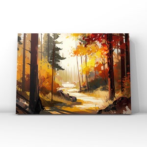Sleepy Forest - Flat Design - Fall Wall Art - Forest Wall Art - Ai Art - Printable Art - Digital Download