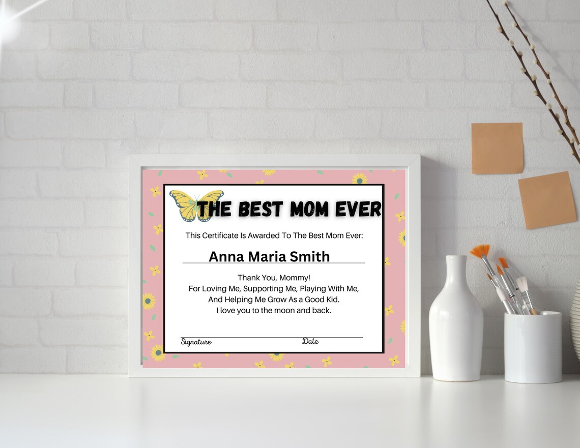 Best Mom Ever Certificate printable Etsy