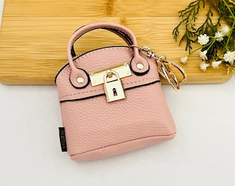 Mini Purse Key Chain Adorable Cash Purse Coin Pouch Mini Hand Bag with Zipper Purse Charm Vegan Leather PU Leather Mini Bolsita Monedero