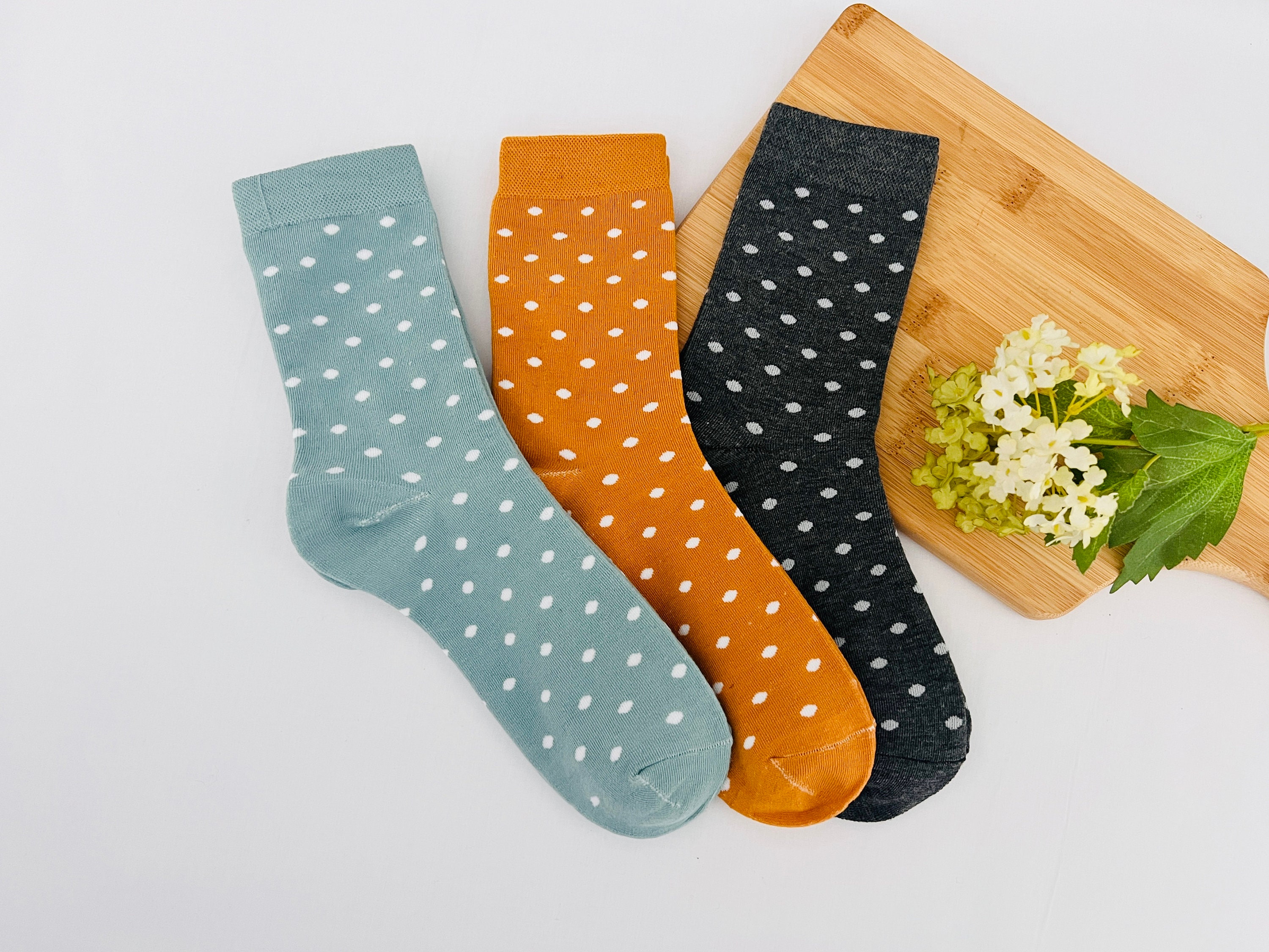 Socks 3 Pairs Organic Cotton Polka Dots Set Vintage Retro Vibe Women\'s Gift  Set Socks Women Fun Sophisticate Socks Formal Casual Socks - Etsy