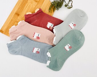Women Socks 5 Pairs Socks Cute Llama Organic Cotton  Comfortable, Soft and Breathable  Women' Gift Set Kawaii Gift Fun Socks