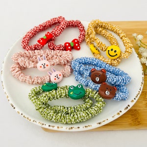 Hair Ties Set of 10 pcs for Girls and Toddlers Skinny Scrunchies Elastic Bands Cute Hair Accessories Gentle and Soft Fabric Donitas Gifts