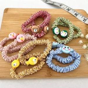 Girls Hair Ties 10 pcs Toddlers Elastic Hair Bands Skinny Scrunchies Animals Designed Cute Hair Accessories Gentle and Soft Fabric Gifts