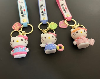 ハローキティ キーチェーン 3 個セット かわいい愛らしいキーチェーン
