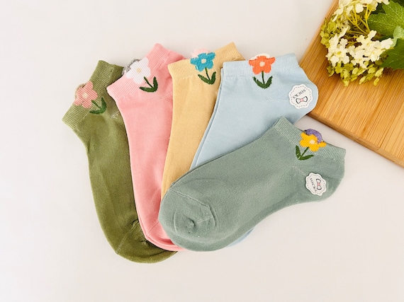 Socks Spring Floral Set of 5 Pairs Ankle Socks Women's