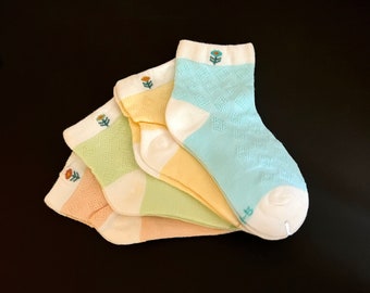 Socks 4 Pairs Infants Toddlers Kids Girls Socks Cute Flower Soft Cotton Thin and Breathable 3-5 Size Gift Set Adorable Kawaii Soft Colors