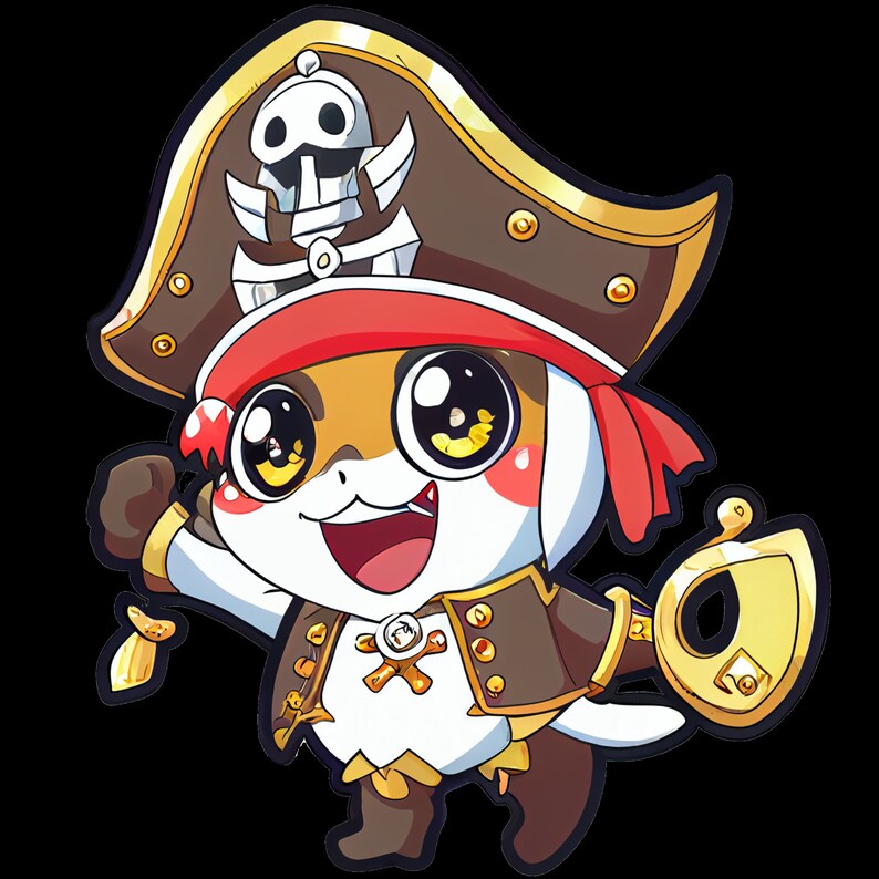 Cute Pirate Sticker Waving - Etsy