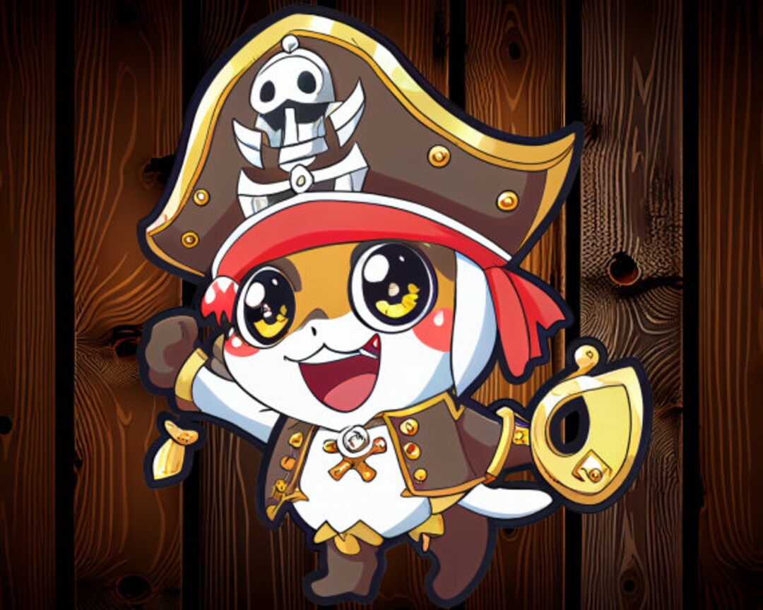 Cute Pirate Sticker Waving - Etsy