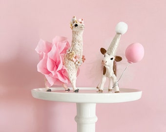 Farm Animal Cake Toppers/ Cow Topper/Llama Topper/Animal Topper/My First Rodeo