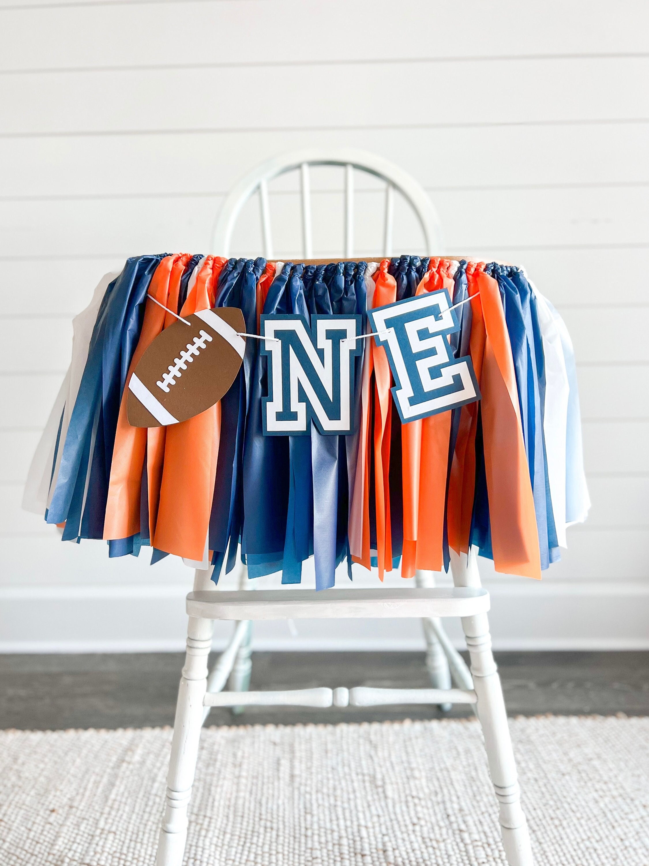 High chair banner/ High chair fringe/First Birthday/First Down/Football Party