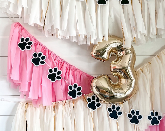 Duraaamo 8 Pack Dog Party Banner - Pink Paw Print Paper Garland For Pet Birthday, Baby Shower, Let's Pawty Decorations 2 thumbnail image