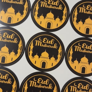Eid Mubarak Stickers - Pack of 24 Round Labels Ramadan Islamic Decor Gifts