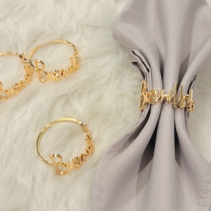 Gold Bismillah Napkin Rings Set of 6 - Ramadan Eid Decor Islamic Table Top Decor Tablescape