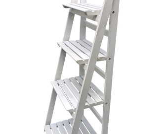 Ladder Shelf Bookshelf 4-Tier White Storage Display Unit Folding Book Stand
