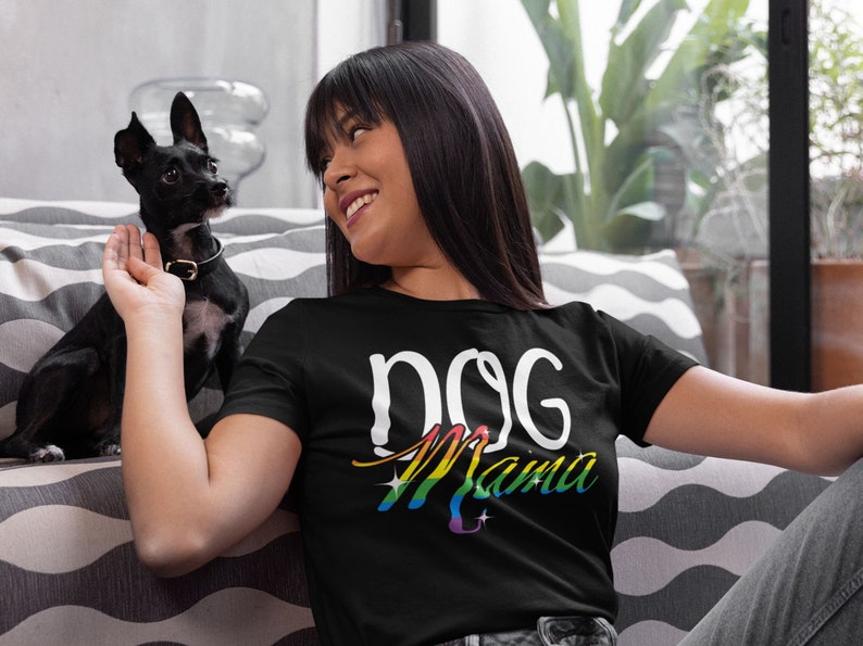 Dog Mama Tshirt, Dog Mom With Rainbow Tshirt, Dog Walker Tshirt, Dog