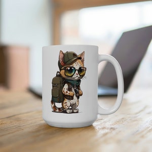 Cat Explorer Ceramic Mug 15oz, Cat Mug, Cat Lover Gift, Cat Owner Gift, Gift For Cat Lover, Mug Gift, Funny Cat Mug