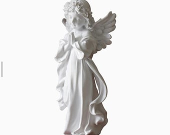White Praying Angel Statue with Wings and Smooth Finishing for Decoration, Living Room, Shelf, Mantel, Home Decor | Perfect for Gifting
