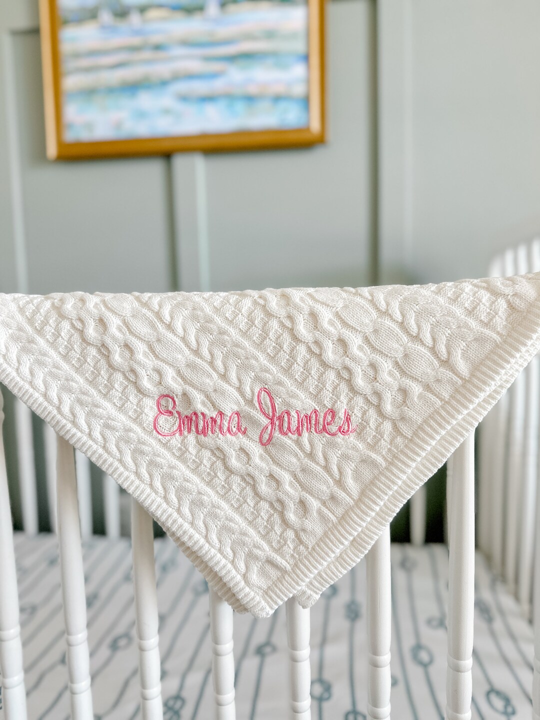 Chunky Cable Knit Baby Blanket Etsy