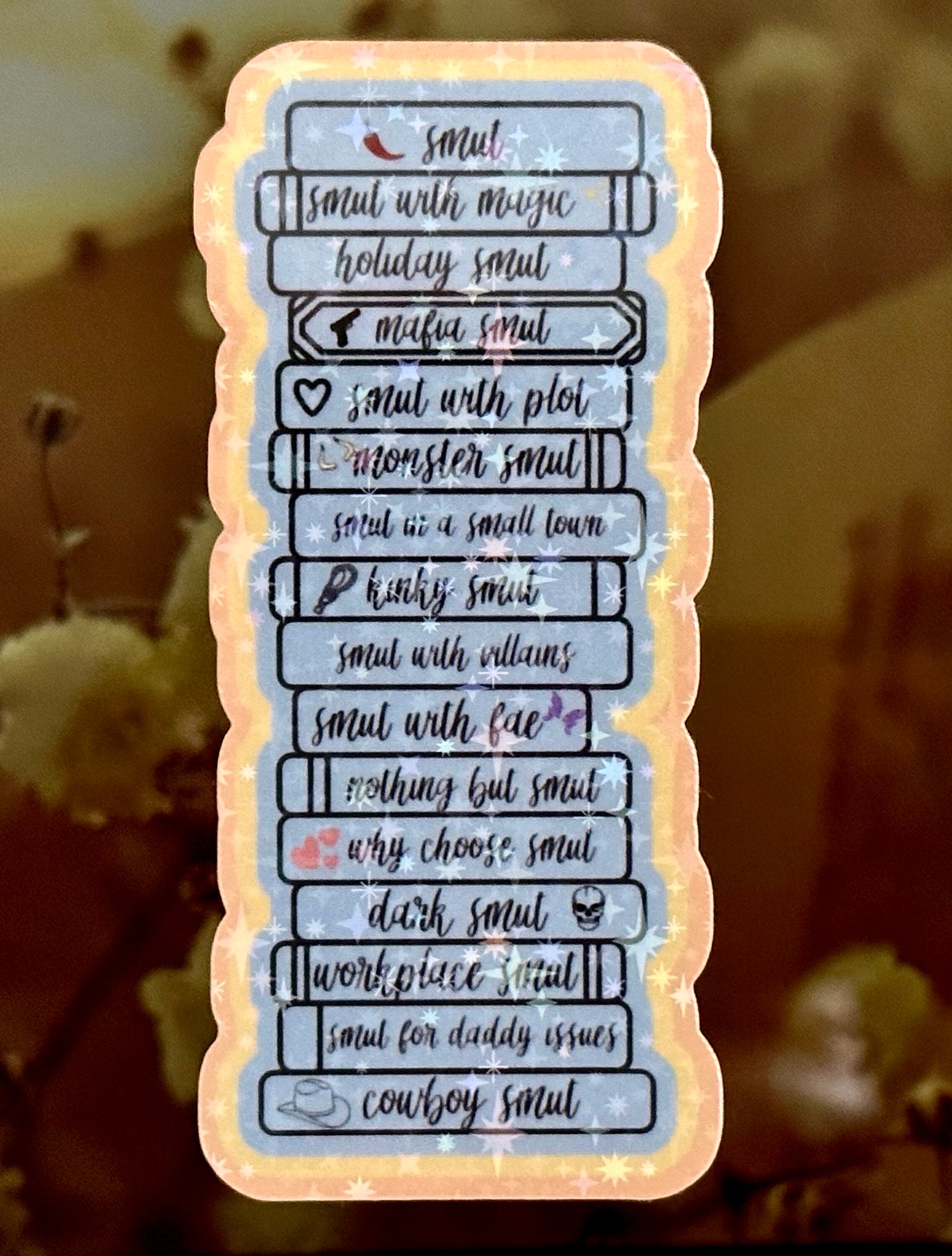 Holographic Smut Bookish Kindle Sticker Types of Smut Book Etsy