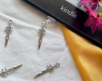 Fantasy Dagger Ereader Charm, Silver Reader Accessory
