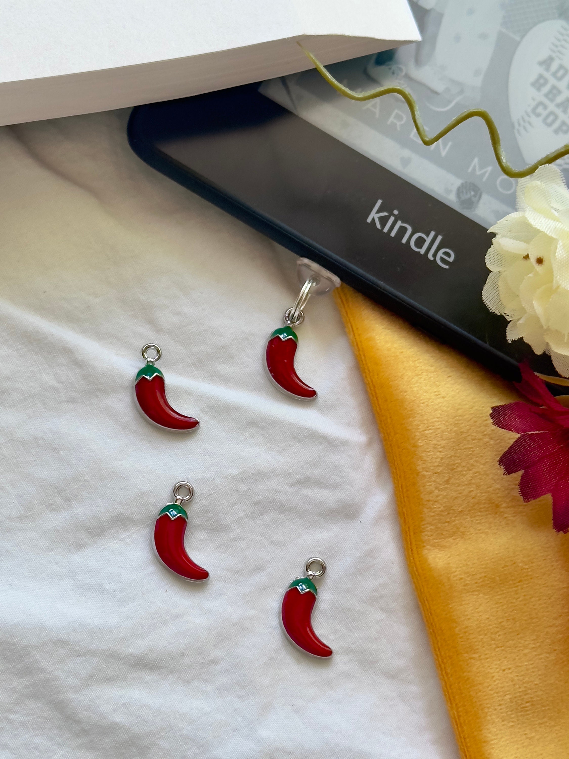 Chili Pepper Spicy Ereader Kindle Charms Dust Plugs Sweet and Spicy Reader Gifts Accessories