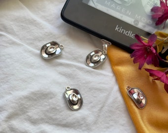 Silver Cowboy Hat Ereader Charm: Western Kindle Micro USB Dust Plug