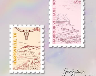 Jessica Peterson Books Location Stamp Sticker: Harbor Village & Hartsville