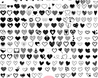 Paquete de svg de corazón, 200 diseños de svg de corazón, svg de corazón dibujado a mano, svg de corazón abierto, svg de corazón de garabato, svg de corazón de bosquejo, svg de amor, svg de San Valentín