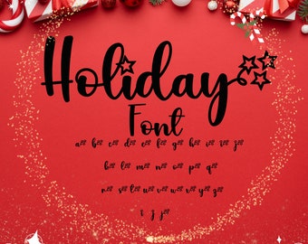 Christmas Font, Holiday font, Script Stars font, Cricut, Canva Font, Script Font, Fonts, Digital Fonts, Procreate Fonts, Crafting, SVG Font