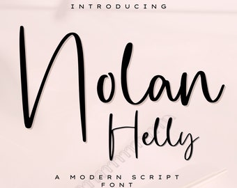 Nolan Helly Font-Handlettered Font, Handwritten Font, Calligraphy Font, Script Font, Cricut, Procreate, Canva, Wedding, Commercial Use Brand