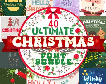 The Ultimate Christmas Font Bundle 40 fuentes, fuente navideña retro, fuente navideña retro Groovy, fuente Script, fuente Holiday Christmas Farmhouse