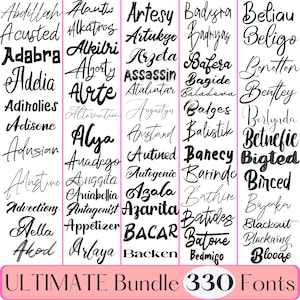 The Ultimate 330 Fonts - Font Bundle ttf Heart font, Cricut, Canva Font, Script Font, Digital Fonts, Procreate Fonts, Crafting font
