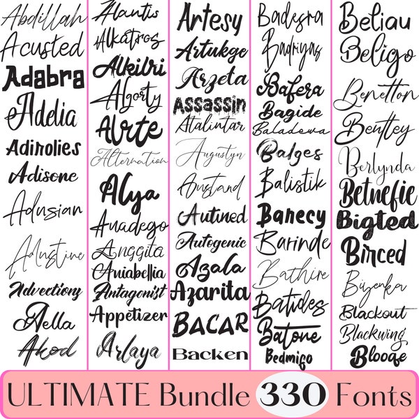 The Ultimate 330 Fonts - Font Bundle ttf Heart font, Cricut, Canva Font, Script Font, Fuentes digitales, Procreate Fonts, Crafting font