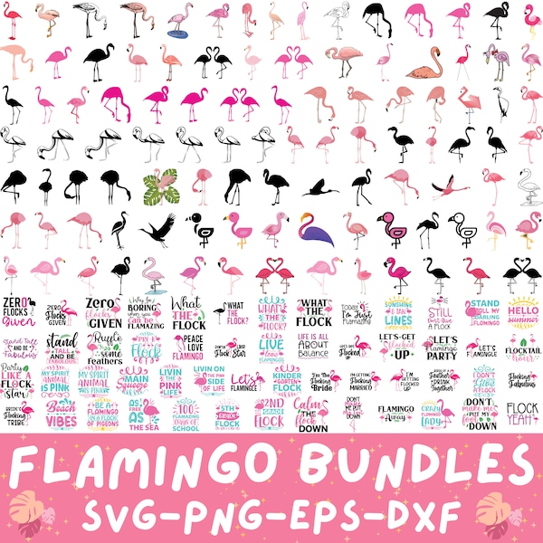 Flamingo SVG Bundle 150 Designs, Flamingo Cliparts, Flamingo Silhouette, Flamingo Shadow Pink Flamingo svg png, digital downloads, cut files