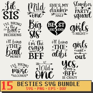 Beste Freunde SVG Bundle, 15 Designs Besties svg Freundschaft SVG, Freundschaft Zitate svg, Freunde svg, Big Sis svg, lil sis svg, bff svg