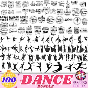 Danza Svg Bundle 100 Danza Silhouette Danza Svg Bundle Danza Vector Danza Clipart Danza Design Sala da ballo Danza Mamma Danza del ventre retrò svg