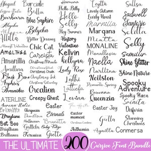 Las 200 fuentes definitivas: paquete de fuentes (ttf, otf, Heart), Cricut, Canva, Script, Digital, Procreate y Crafting.