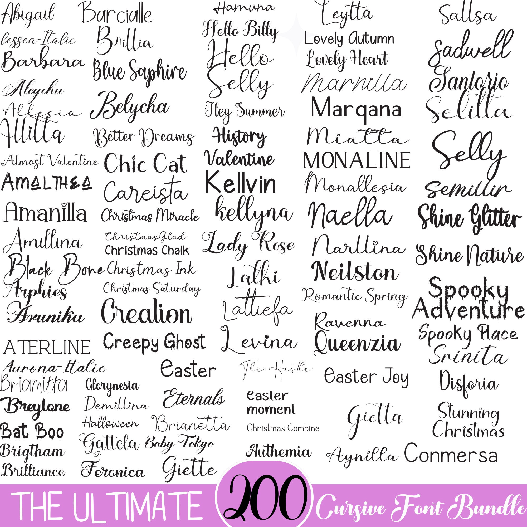 The Ultimate 200 Fonts - Font Bundle Ttf Otf Heart Font, Cricut, Canva ...