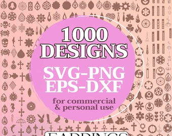 Paquete SVG de pendientes, 1000 diseños Patrones de corte láser de pendientes, pendientes florales Pendiente de cuero Pendientes SVG Archivos cricut, Pendientes de corazón cruzado