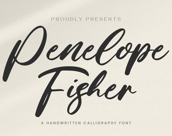 Penelope Fischer Schrift-Handbeschriftete Schrift, handgeschriebene Schrift Kalligraphie-Schrift Schreibschrift Cricut, Procreate, Canva, Hochzeit Kommerzielle Nutzung Marke