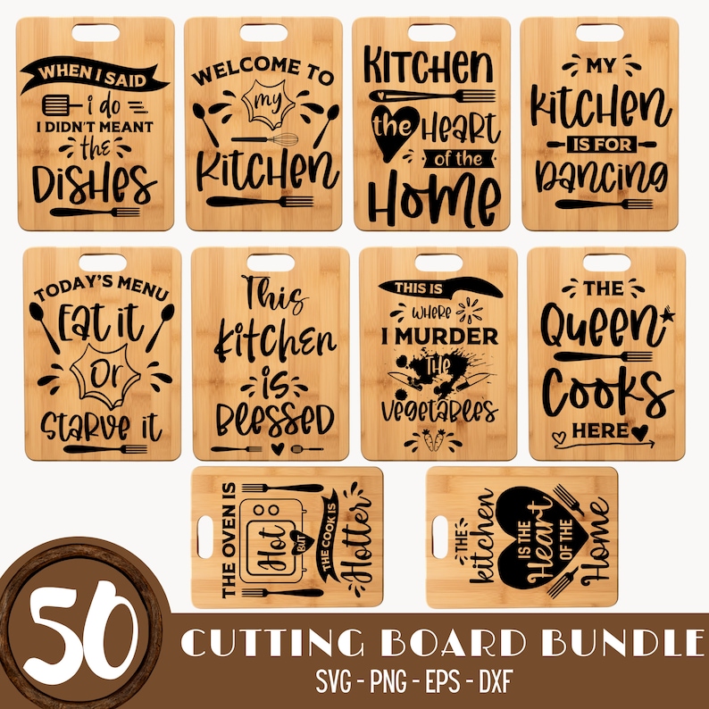 Kitchen Tray Svg Bundle 50 Designs, Cutting Board Svg, Plate svg, tray laser file board, Baking svg, mom kitchen svg cutting board laser png image 6