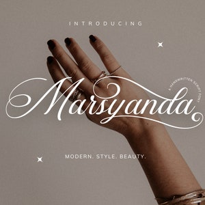 Marsyanda Schriftart - Handgeschriebene Kalligraphie Tails Schreibschrift, kursive Schriftart, Cricut Schriftart Schriftarten für Cricut Procreate Schriftart Moderne Schriftart swash Schriftart