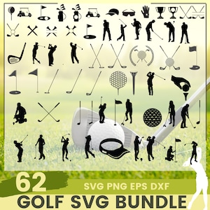 ゴルフ SVG バンドル、62 のデザイン、ゴルフ ボール SVG ゴルフ SVG バンドル、ゴルファー SVG、ゴルフ クオート SVG、ゴルフ Cricut SVG、ゴルフ カート SVG 即時ダウンロード