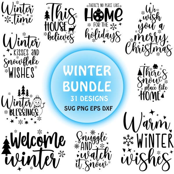 Winter SVG Bundle, Christmas Svg, Winter svg, Santa svg, Christmas Quote svg, Funny Quotes Svg, Snowman SVG, Holiday SVG, Winter Quote Svg