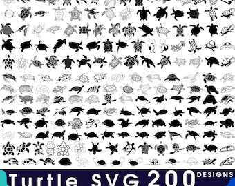 TURTLE SVG, Sea Turtle Svg, 200 Sea Turtles DESIGNS Clipart, Turtle Svg files for Cricut, tortoise svg, Turtle png, turtle silhouette cricut