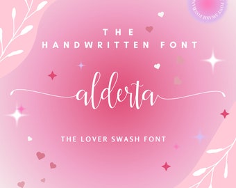 Alderta - Handwritten Signature with tails Script Font, Cursive Font, Cricut Font, Fonts for Cricut, Procreate Font, Modern Font, swash font